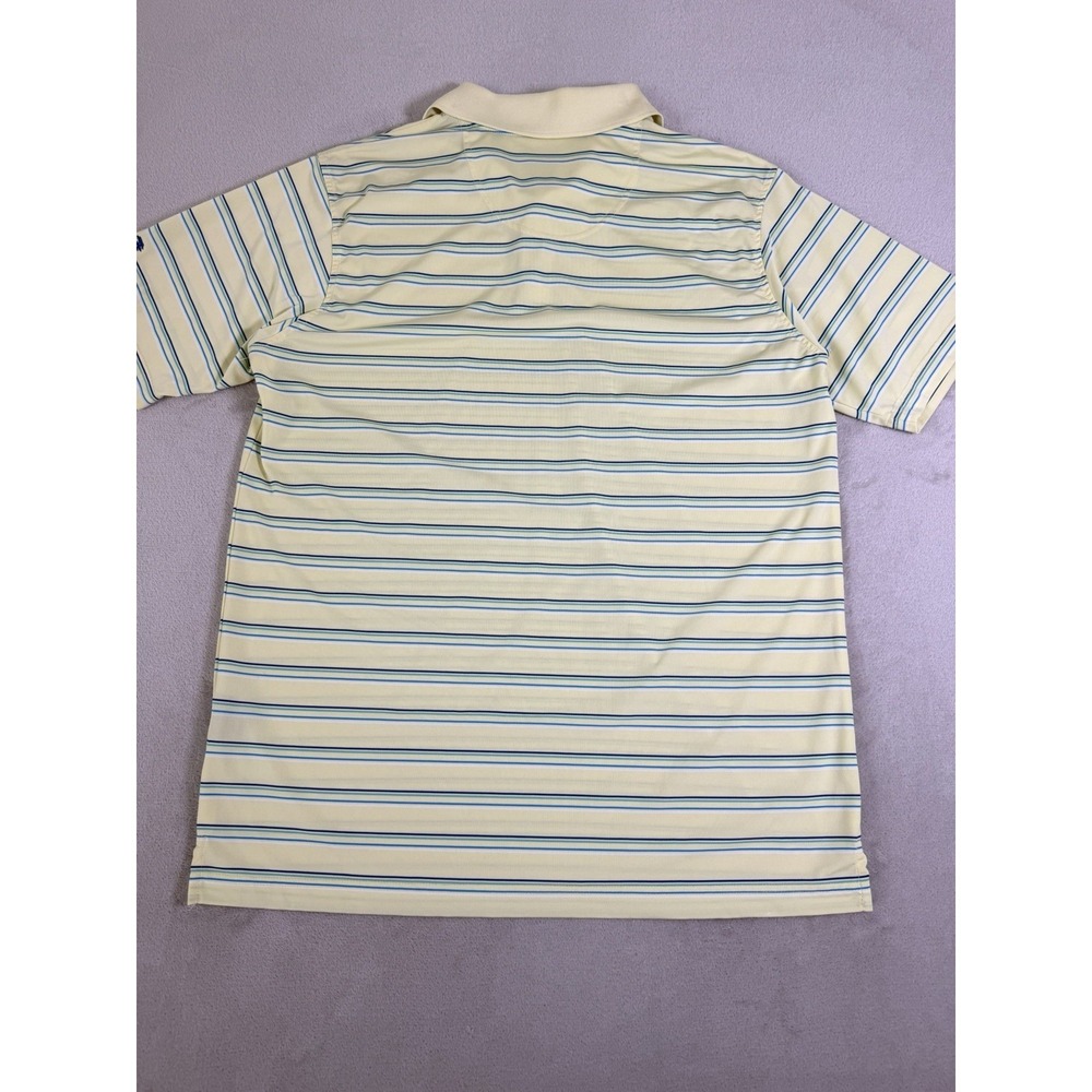 Pebble Beach Dry Luxe Performance Polo Shirt Men's Large Striped Golf Yellow - Picture 12 of 16
